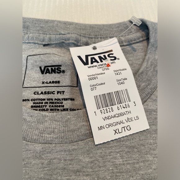 Vans Original Vee Long Sleeve Tee T-Shirt - Picture 8 of 8